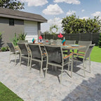 Ensemble de salle à manger d'extérieur Catania Grey Seagull 11 pièces en aluminium avec sangle couleur étain - Non disponible