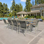 Ensemble de salle à manger d'extérieur Catania Grey Seagull 11 pièces en aluminium avec sangle couleur étain - Non disponible