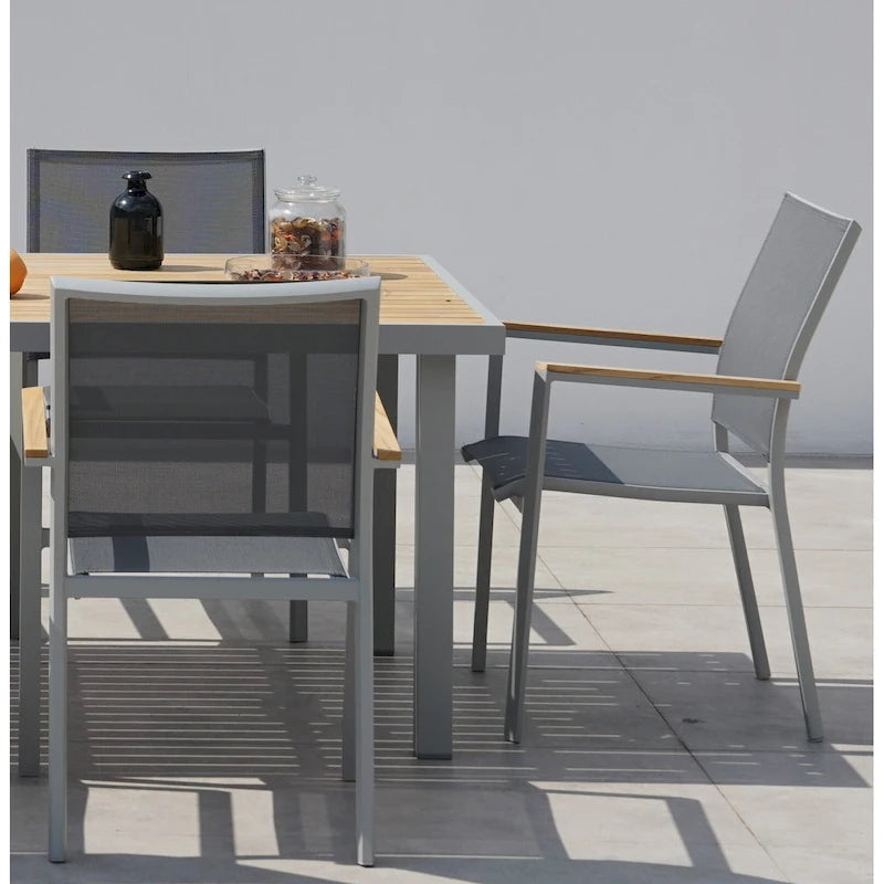 Ensemble de salle à manger d'extérieur Catania Grey Seagull 11 pièces en aluminium avec sangle couleur étain - Non disponible