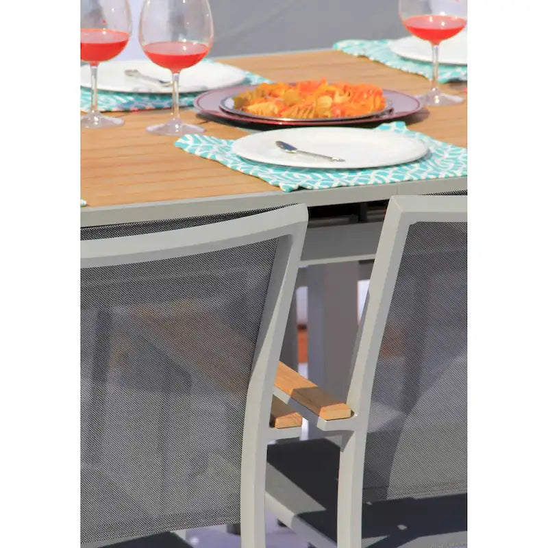 Ensemble de salle à manger d'extérieur Catania Grey Seagull 11 pièces en aluminium avec sangle couleur étain - Non disponible