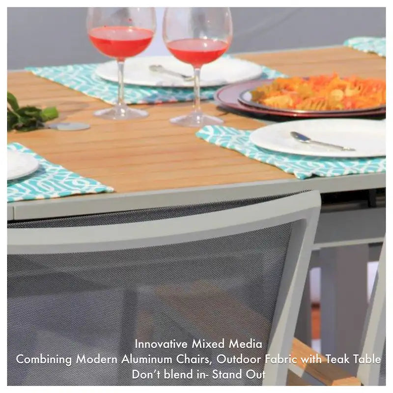 Ensemble de salle à manger d'extérieur Catania Grey Seagull 11 pièces en aluminium avec sangle couleur étain - Non disponible