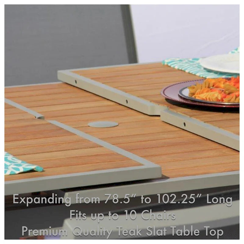 Ensemble de salle à manger d'extérieur Catania Grey Seagull 11 pièces en aluminium avec sangle couleur étain - Non disponible