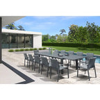Tropea Dark Grey 13-Piece Aluminum Outdoor Dining Set with Sling Set in Midnight Grey - N/A