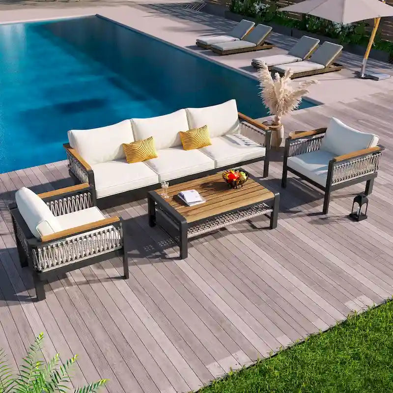4 Pieces Outdoor Sectional Sofa Set