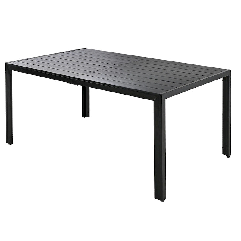 Ensemble de salle à manger d'extérieur 7 pièces, comprenant 6 chaises de patio empilables et une table rectangulaire pour patio ou balcon.