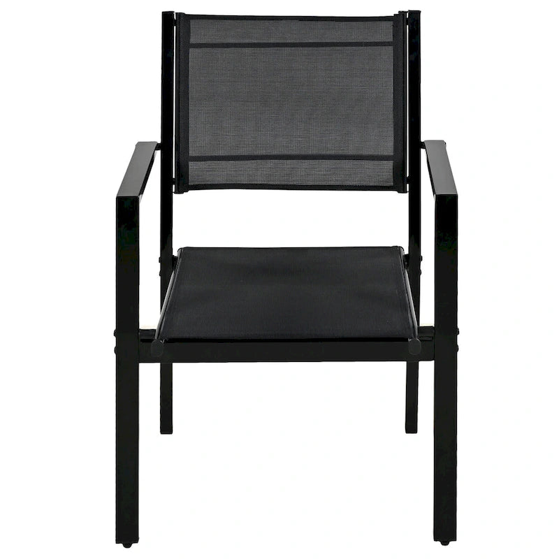 Ensemble de salle à manger d'extérieur 7 pièces, comprenant 6 chaises de patio empilables et une table rectangulaire pour patio ou balcon.