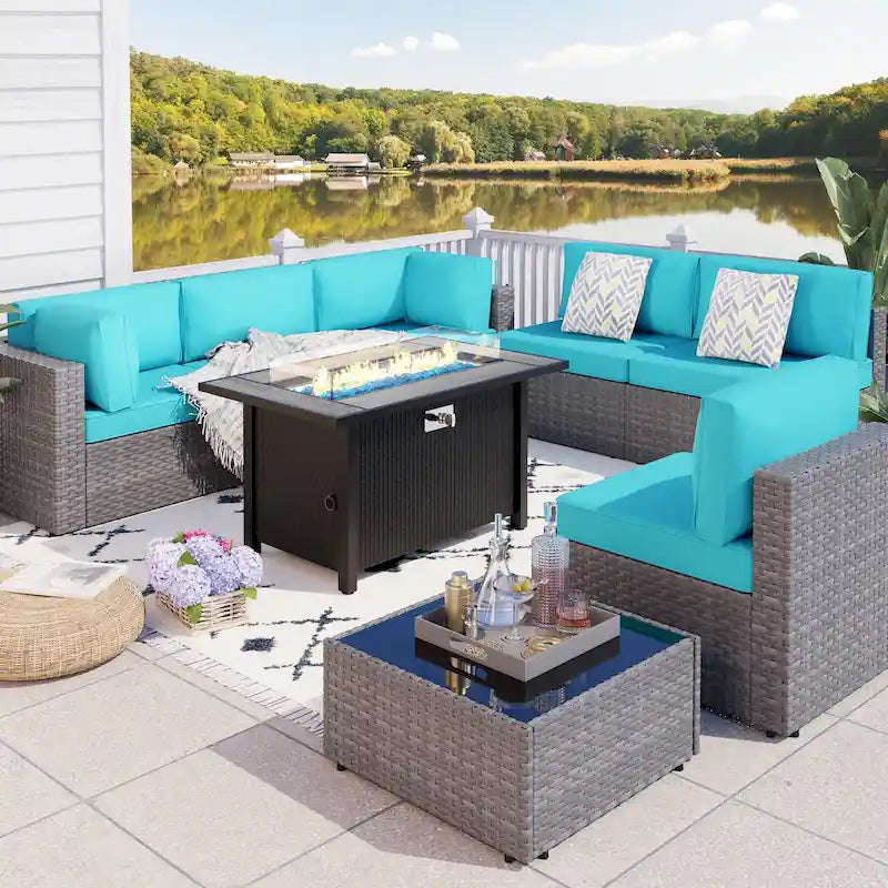 Ensemble de sièges sectionnels 8 pièces avec foyer