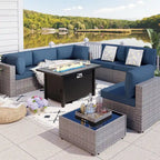 8 Piece Sectional Seating Group with Fire Pit