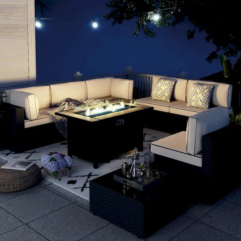 Ensemble de sièges sectionnels 8 pièces avec foyer