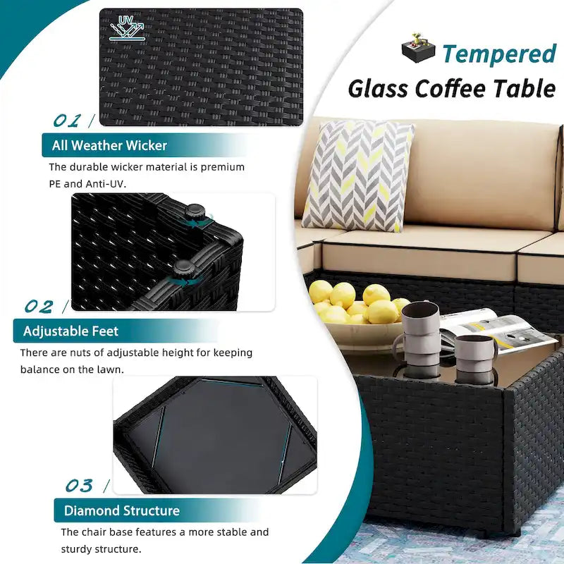 Ensemble de sièges sectionnels 8 pièces avec foyer