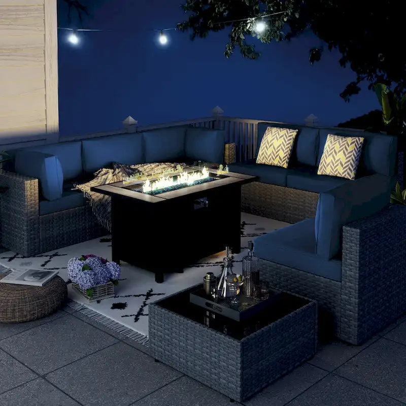 Ensemble de sièges sectionnels 8 pièces avec foyer