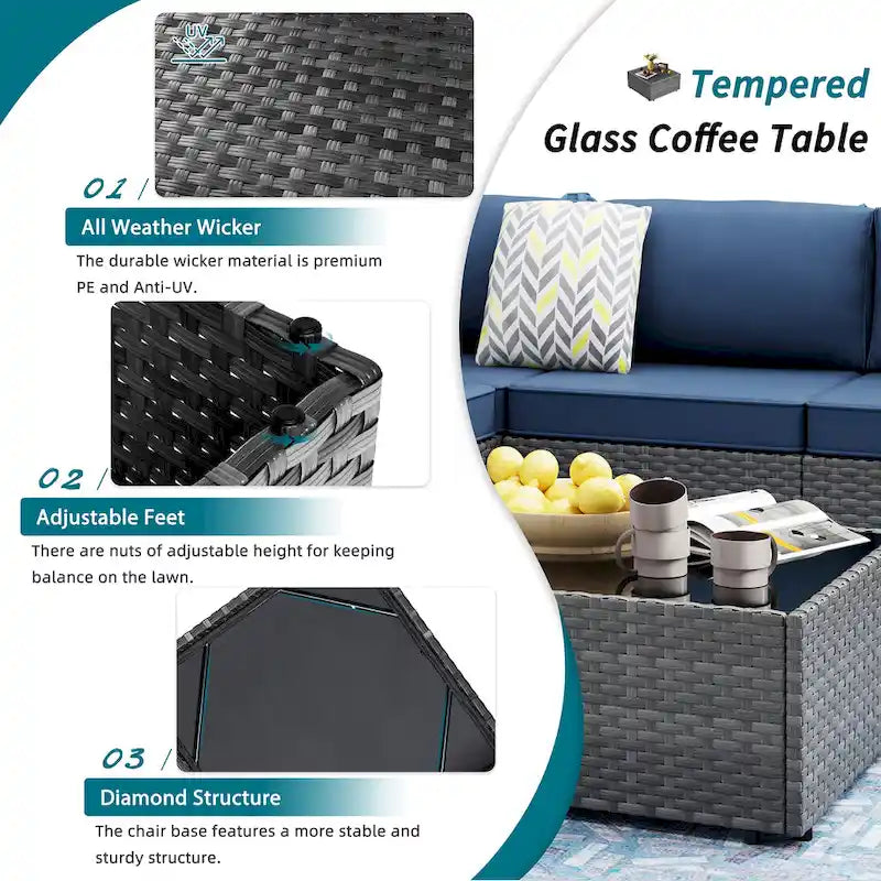 Ensemble de sièges sectionnels 8 pièces avec foyer