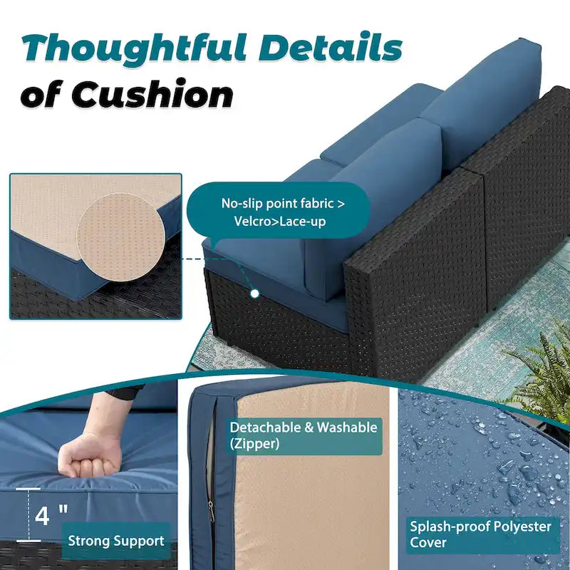 Ensemble de sièges sectionnels 8 pièces avec foyer