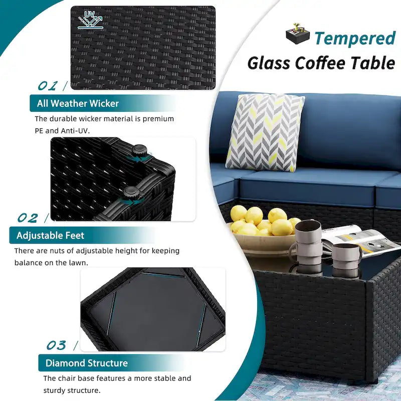 Ensemble de sièges sectionnels 8 pièces avec foyer