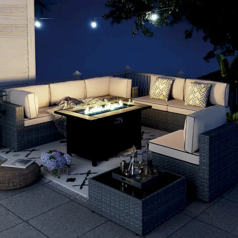 Ensemble de sièges sectionnels 8 pièces avec foyer