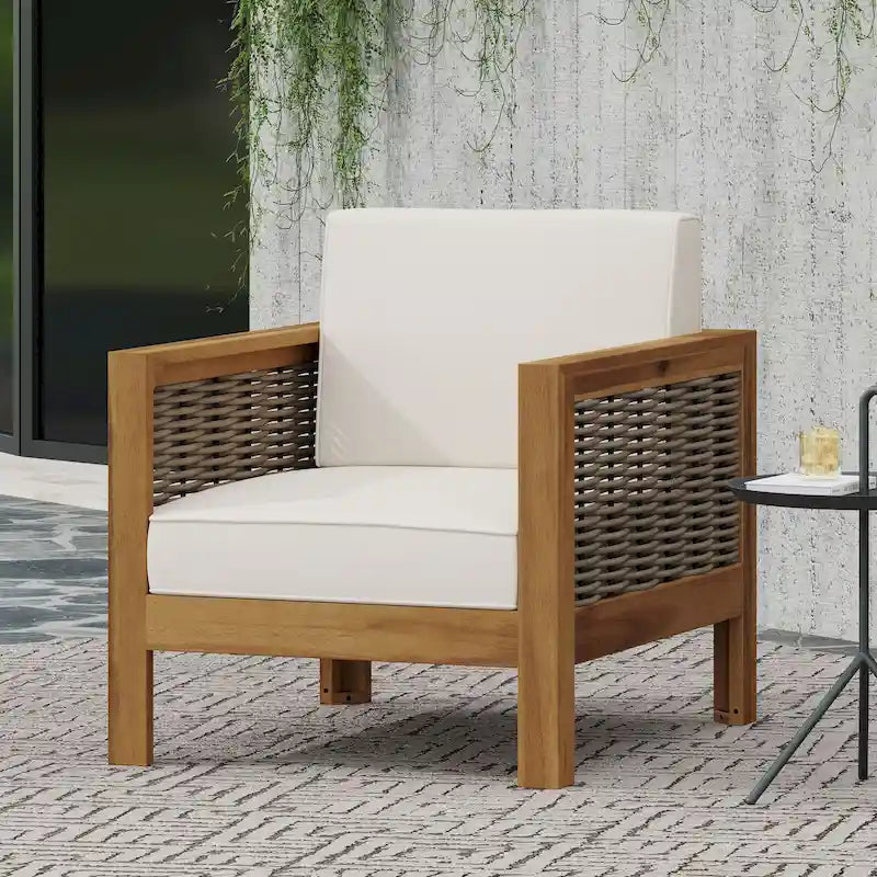 Fauteuils club d'extérieur en bois d'acacia, lot de 2