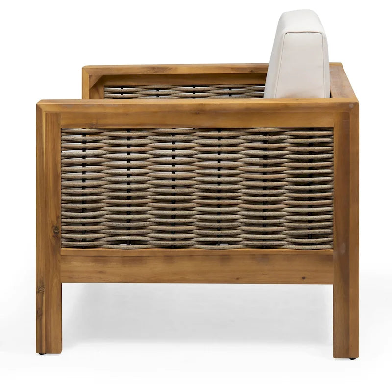 Fauteuils club d'extérieur en bois d'acacia, lot de 2