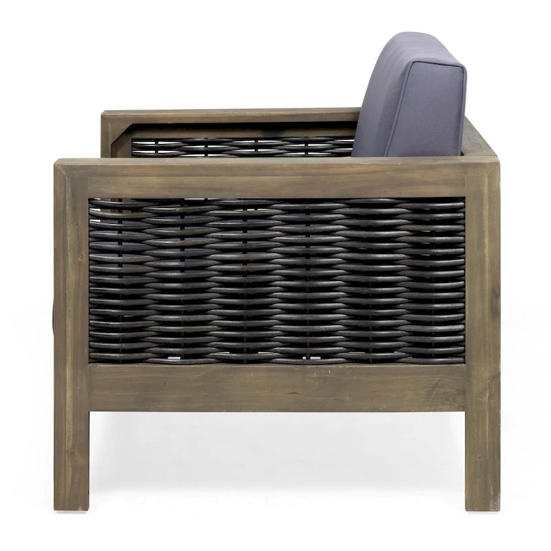 Fauteuils club d'extérieur en bois d'acacia, lot de 2