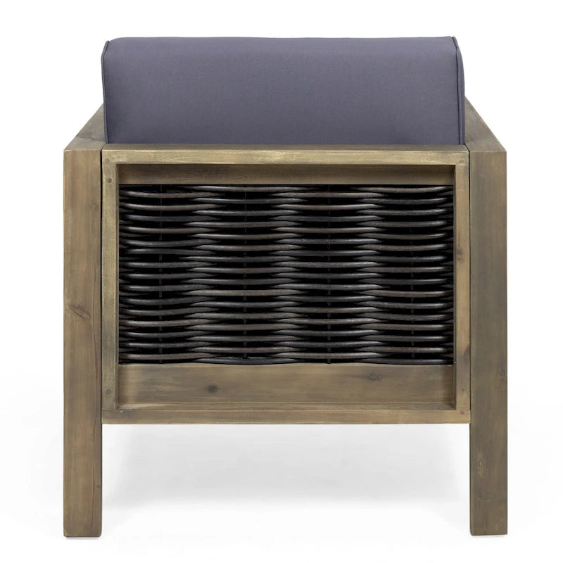 Fauteuils club d'extérieur en bois d'acacia, lot de 2