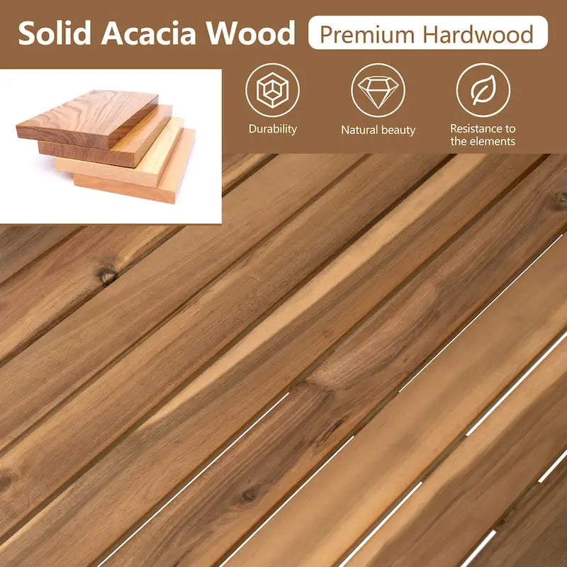 Ensemble de canapé d'angle en L avec table et chaises longues en bois, ensemble de conversation extérieur 4 pièces