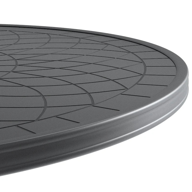 Table de salle à manger de patio en aluminium moulé avec cadre et texture sculptée sur le plateau