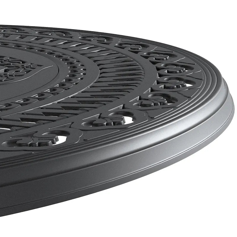 Table de jardin en aluminium moulé avec cadre et trou pour parasol