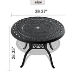 Table de jardin en aluminium moulé avec cadre et trou pour parasol