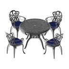 Table de jardin en aluminium moulé avec cadre et trou pour parasol