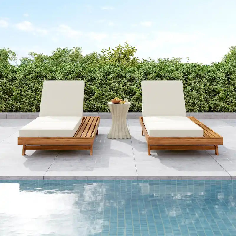 Ensemble de 2 chaises longues d'extérieur Michael en acacia de Christopher Knight Home