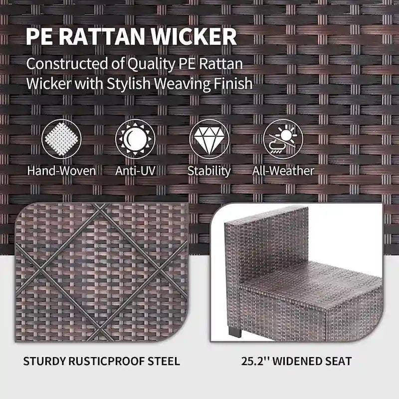 Ensemble de canapé de conversation de patio 7 pièces avec coussins et table basse en verre