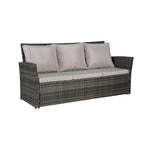 Ensemble de canapé d'extérieur 3 pièces avec poufs, résine tressée résistante aux intempéries