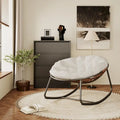 Outdoor Padded Cushion Rocking Chair, Patio Oversized Rattan Egg Chair