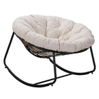 Fauteuil à bascule d'extérieur rembourré, fauteuil œuf surdimensionné en rotin pour patio