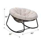 Fauteuil à bascule d'extérieur rembourré, fauteuil œuf surdimensionné en rotin pour patio