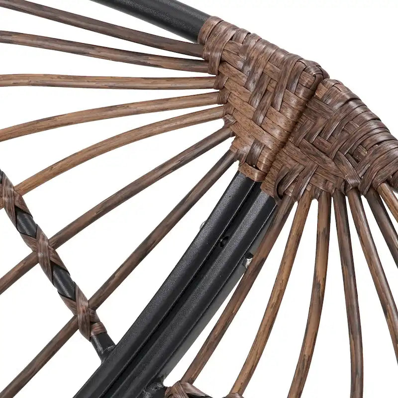 Fauteuil à bascule d'extérieur rembourré, fauteuil œuf surdimensionné en rotin pour patio