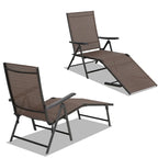 Chaise longue pliante réglable en 5 positions, 2 pièces, pour terrasse, jardin, plage ou piscine - Marron