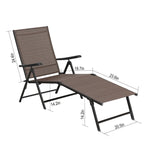 Chaise longue pliante réglable en 5 positions, 2 pièces, pour terrasse, jardin, plage ou piscine - Marron