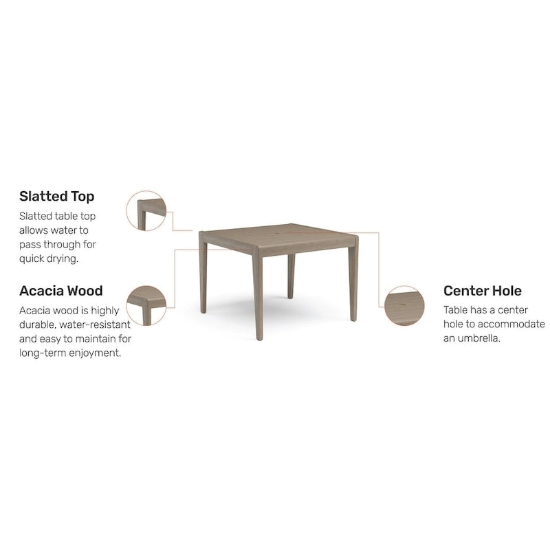 Table de salle à manger d'extérieur Homestyles Sustain en bois brun - 40 x 40 x 30