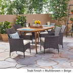 Ensemble de salle à manger d'extérieur Wyatt 7 pièces en bois d'acacia et osier par Christopher Knight Home