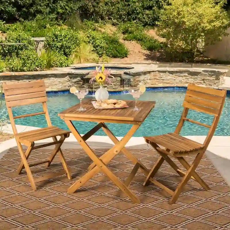 Positano Outdoor 3-piece Foldable Acacia Wood Bistro Set by Christopher Knight Home