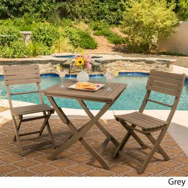 Ensemble bistro pliable 3 pièces en bois d'acacia Positano Outdoor de Christopher Knight Home