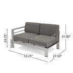 Ensemble canapé d'angle en U 9 places et foyer extérieur Cape Coral en tissu et aluminium de Christopher Knight Home