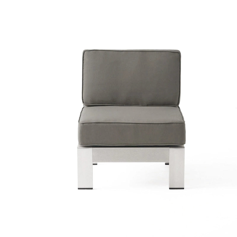 Ensemble canapé d'angle en U 9 places et foyer extérieur Cape Coral en tissu et aluminium de Christopher Knight Home