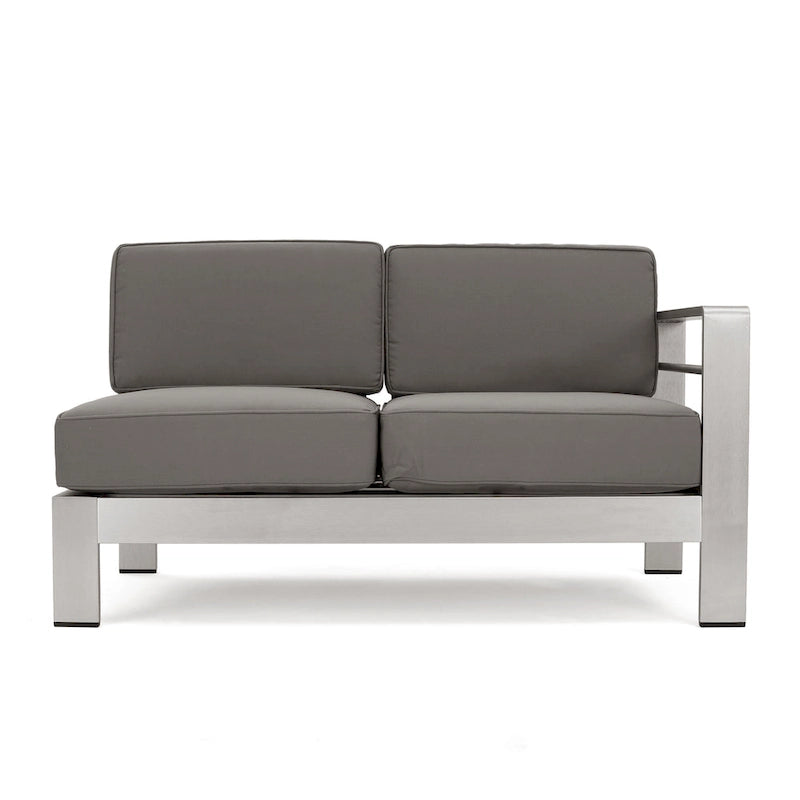 Ensemble canapé d'angle en U 9 places et foyer extérieur Cape Coral en tissu et aluminium de Christopher Knight Home