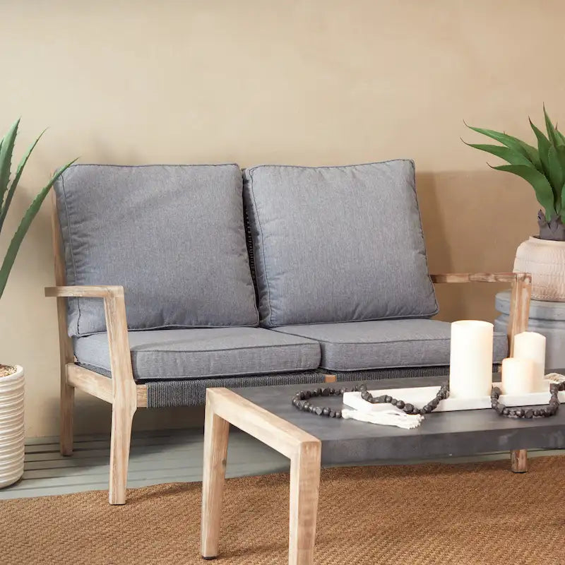 Canapé ou chaise d'extérieur contemporaine en bois gris foncé