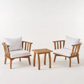 Barton Outdoor 2 Seater Acacia Wood Club Chairs and Side Table Set by Christopher Knight Home