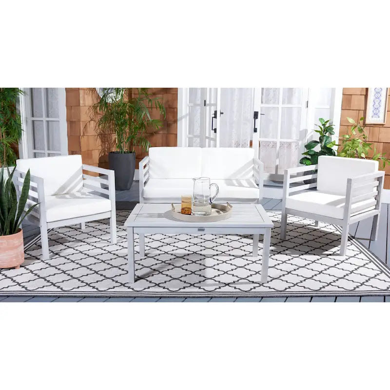Ensemble de jardin Samira 4 pièces SAFAVIEH Outdoor - 66 cm (L) x 66 cm (P) x 124 cm (H)
