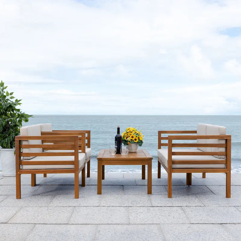 Ensemble de jardin Samira 4 pièces SAFAVIEH Outdoor - 66 cm (L) x 66 cm (P) x 124 cm (H)