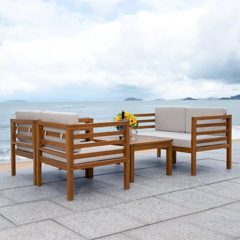 Ensemble de jardin Samira 4 pièces SAFAVIEH Outdoor - 66 cm (L) x 66 cm (P) x 124 cm (H)