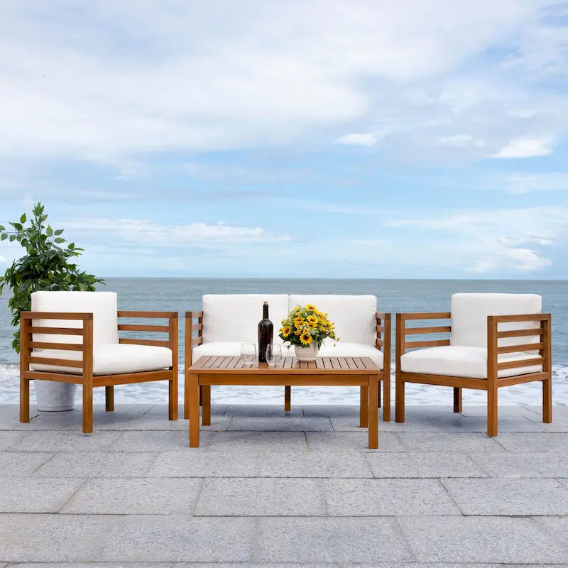 Ensemble de jardin Samira 4 pièces SAFAVIEH Outdoor - 66 cm (L) x 66 cm (P) x 124 cm (H)